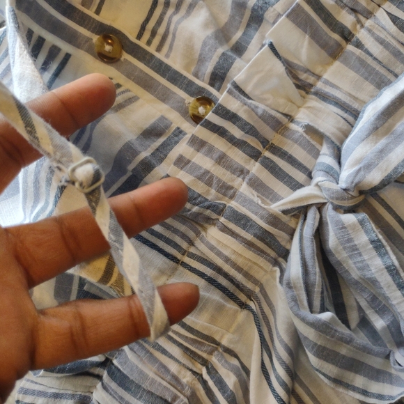 Japna Blue & White Striped Spaghetti Strap Dress Size M - Picture 7 of 11